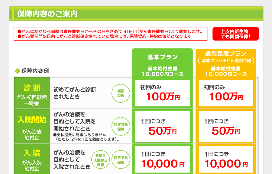 保障内容のご案内